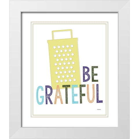 Be Grateful White Modern Wood Framed Art Print with Double Matting by Louise, Gigi