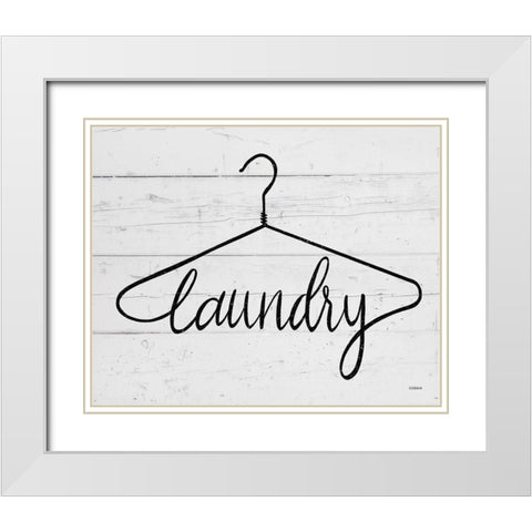 Laundry Hanger White Modern Wood Framed Art Print with Double Matting by Louise, Gigi