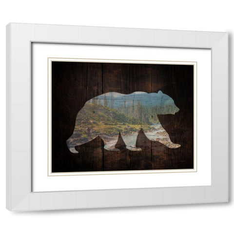 Lodge Wanderer Bear White Modern Wood Framed Art Print with Double Matting by Louise, Gigi