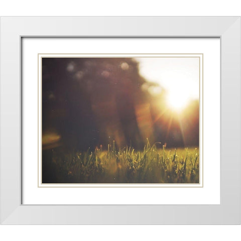 Be Happy Meadow White Modern Wood Framed Art Print with Double Matting by Louise, Gigi
