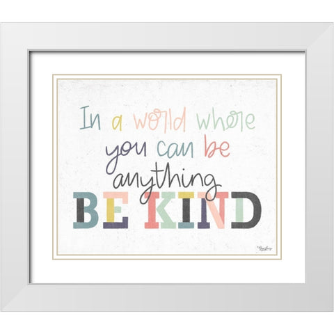 Be Kind White Modern Wood Framed Art Print with Double Matting by Louise, Gigi