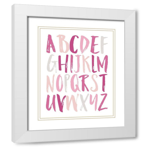 Girls Upper Letters White Modern Wood Framed Art Print with Double Matting by Louise, Gigi