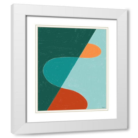 Teal Orange Abstract White Modern Wood Framed Art Print with Double Matting by Louise, Gigi