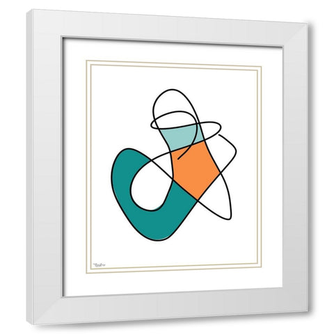 Abstract Teal Orange 1 White Modern Wood Framed Art Print with Double Matting by Louise, Gigi