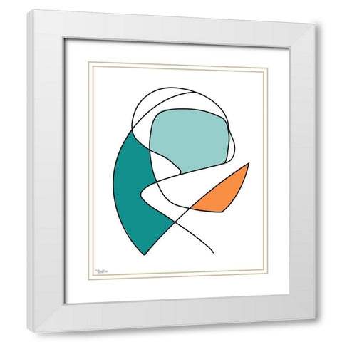 Abstract Teal Orange 2 White Modern Wood Framed Art Print with Double Matting by Louise, Gigi