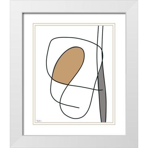 Abstract Neutral 1 White Modern Wood Framed Art Print with Double Matting by Louise, Gigi