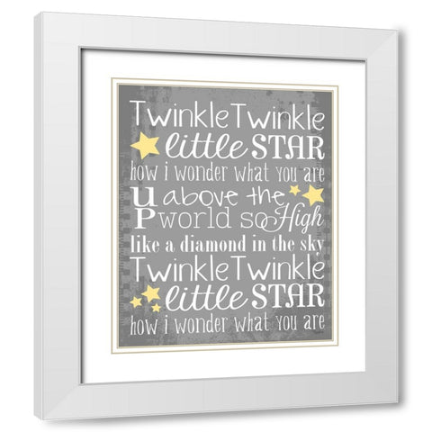 Twinkle Gray White Modern Wood Framed Art Print with Double Matting by Louise, Gigi