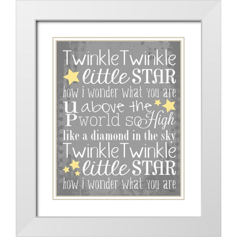 Twinkle Gray White Modern Wood Framed Art Print with Double Matting by Louise, Gigi