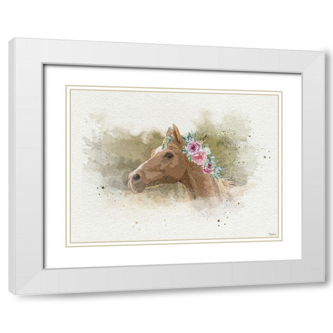 Watercolor Horse White Modern Wood Framed Art Print with Double Matting by Louise, Gigi
