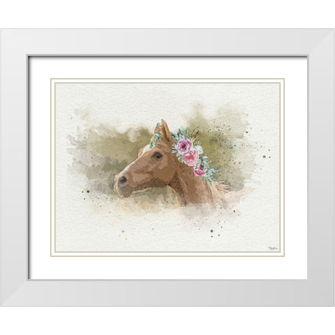 Watercolor Horse White Modern Wood Framed Art Print with Double Matting by Louise, Gigi