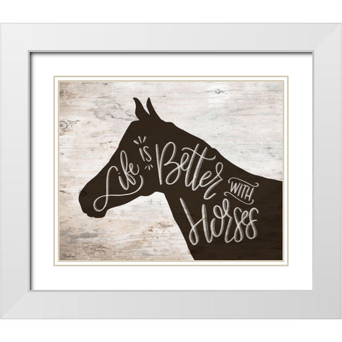 Life Better Horse White Modern Wood Framed Art Print with Double Matting by Louise, Gigi