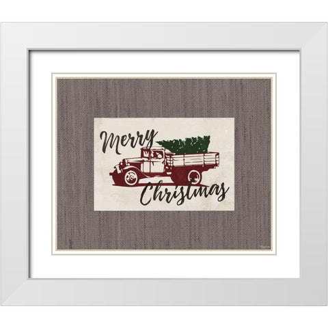 Christmas Truck White Modern Wood Framed Art Print with Double Matting by Louise, Gigi