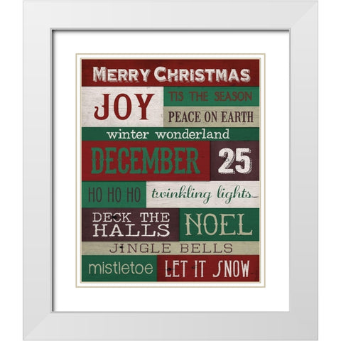 Christmas Text 2 White Modern Wood Framed Art Print with Double Matting by Louise, Gigi