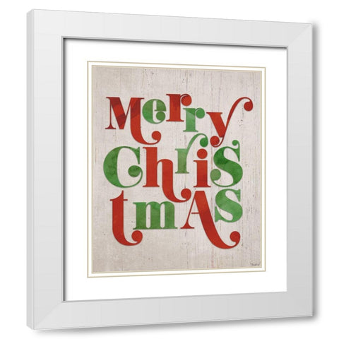 Merry Christmas White Modern Wood Framed Art Print with Double Matting by Louise, Gigi