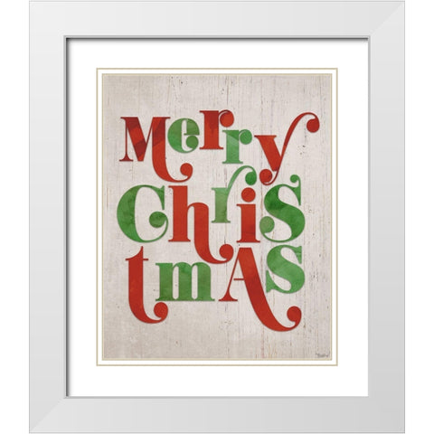 Merry Christmas White Modern Wood Framed Art Print with Double Matting by Louise, Gigi