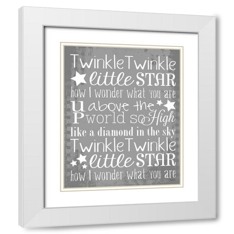 Twinkle White Stars White Modern Wood Framed Art Print with Double Matting by Louise, Gigi