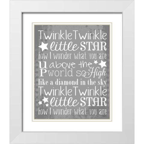 Twinkle White Stars White Modern Wood Framed Art Print with Double Matting by Louise, Gigi