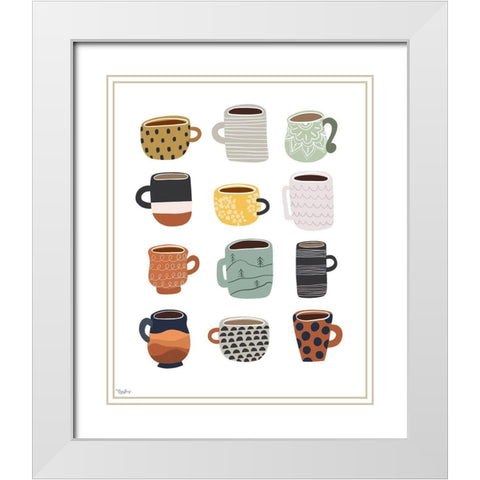 Fall Coffee White Modern Wood Framed Art Print with Double Matting by Louise, Gigi