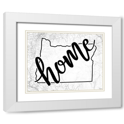 Oregon Home Map White Modern Wood Framed Art Print with Double Matting by Louise, Gigi