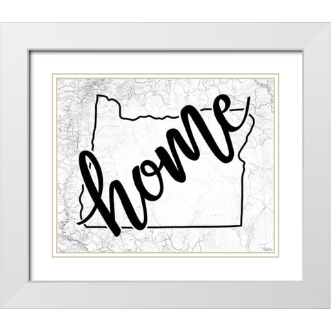 Oregon Home Map White Modern Wood Framed Art Print with Double Matting by Louise, Gigi