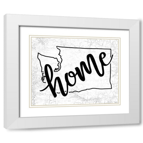 Washington Home Map White Modern Wood Framed Art Print with Double Matting by Louise, Gigi