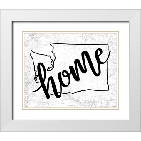 Washington Home Map White Modern Wood Framed Art Print with Double Matting by Louise, Gigi
