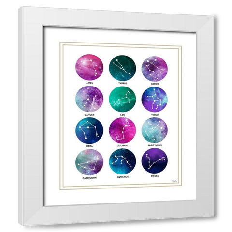 Zodiac White Modern Wood Framed Art Print with Double Matting by Louise, Gigi