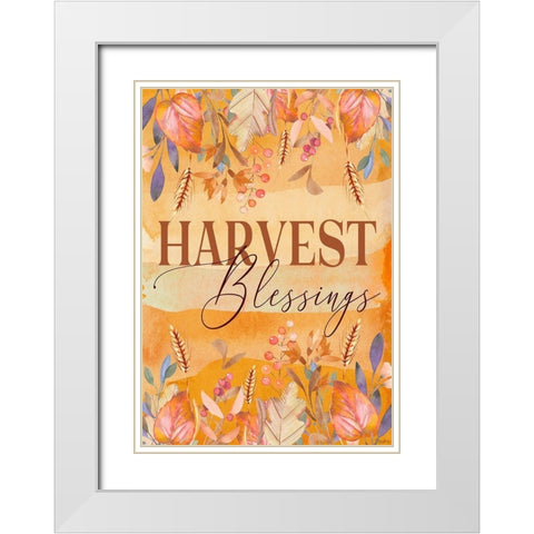 Harvest Blessings Flag White Modern Wood Framed Art Print with Double Matting by Louise, Gigi