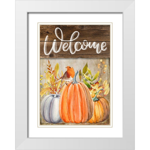 Welcome Bird Flag White Modern Wood Framed Art Print with Double Matting by Louise, Gigi