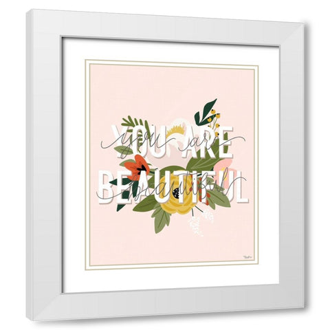 You Beautiful Floral White Modern Wood Framed Art Print with Double Matting by Louise, Gigi