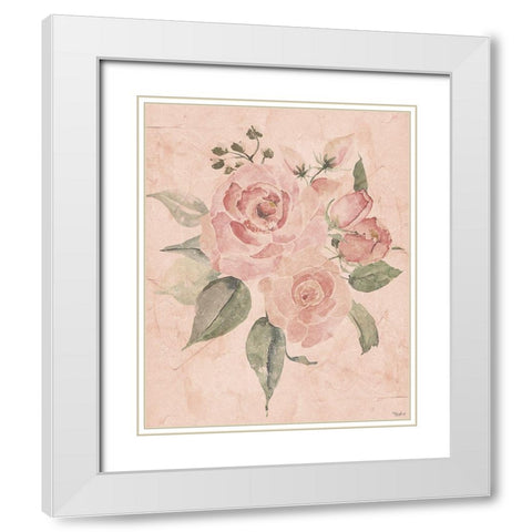 Blush Floral 1 White Modern Wood Framed Art Print with Double Matting by Louise, Gigi