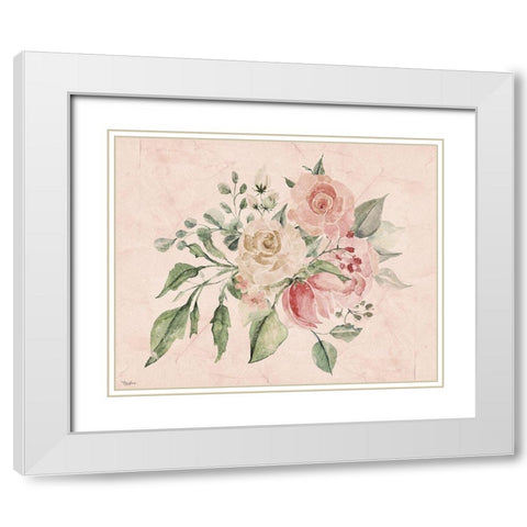 Blush Floral White Modern Wood Framed Art Print with Double Matting by Louise, Gigi