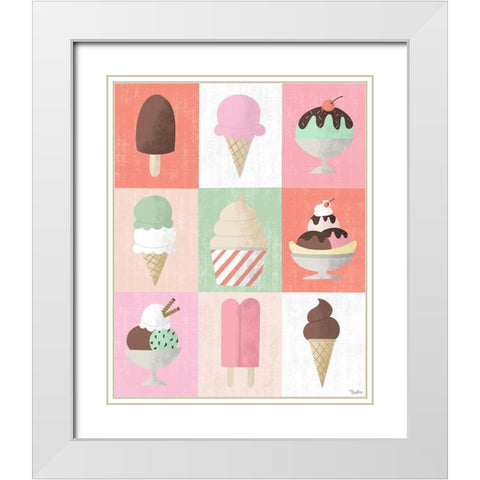 Ice Cream White Modern Wood Framed Art Print with Double Matting by Louise, Gigi