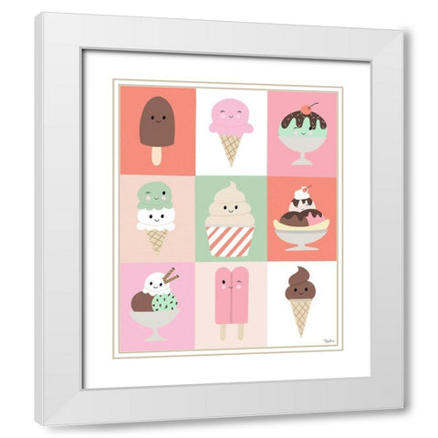 Ice Cream Faces White Modern Wood Framed Art Print with Double Matting by Louise, Gigi