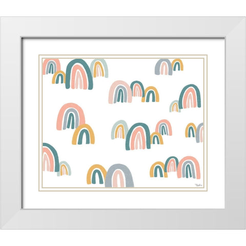 Rainbows White Modern Wood Framed Art Print with Double Matting by Louise, Gigi