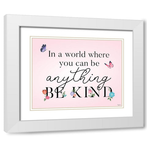 Be Kind Butterflies White Modern Wood Framed Art Print with Double Matting by Louise, Gigi