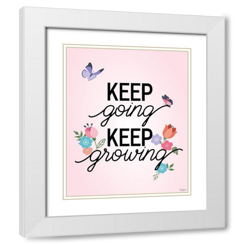 Keep Growing Butterflies White Modern Wood Framed Art Print with Double Matting by Louise, Gigi