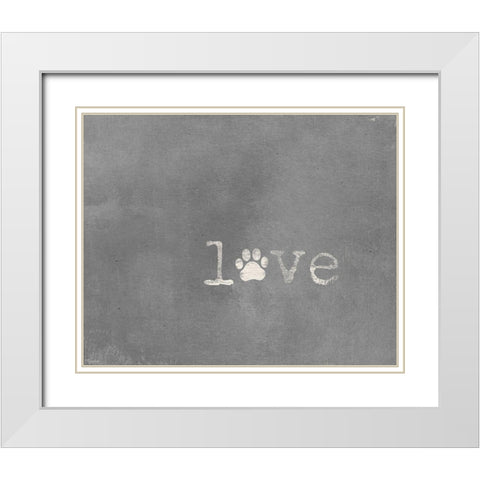 Love Paw Print White Modern Wood Framed Art Print with Double Matting by Louise, Gigi
