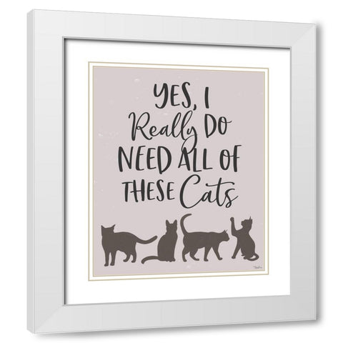 These Cats White Modern Wood Framed Art Print with Double Matting by Louise, Gigi
