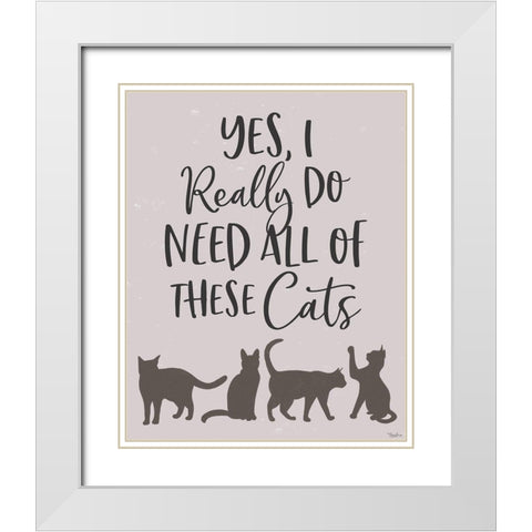 These Cats White Modern Wood Framed Art Print with Double Matting by Louise, Gigi