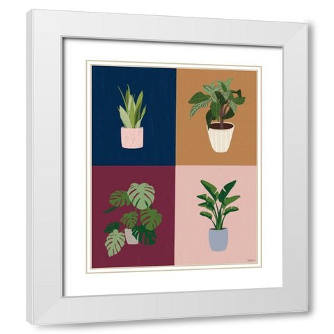 Four Plants White Modern Wood Framed Art Print with Double Matting by Louise, Gigi