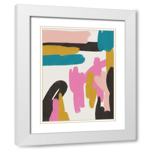 Pink Abstract White Modern Wood Framed Art Print with Double Matting by Louise, Gigi