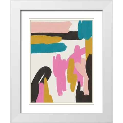 Pink Abstract White Modern Wood Framed Art Print with Double Matting by Louise, Gigi