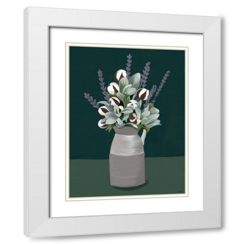 Cotton And Lavender White Modern Wood Framed Art Print with Double Matting by Louise, Gigi