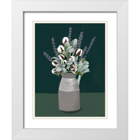 Cotton And Lavender White Modern Wood Framed Art Print with Double Matting by Louise, Gigi