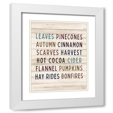 Autumn Words White Modern Wood Framed Art Print with Double Matting by Louise, Gigi