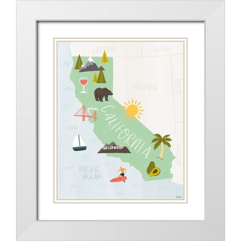 California Icons White Modern Wood Framed Art Print with Double Matting by Louise, Gigi
