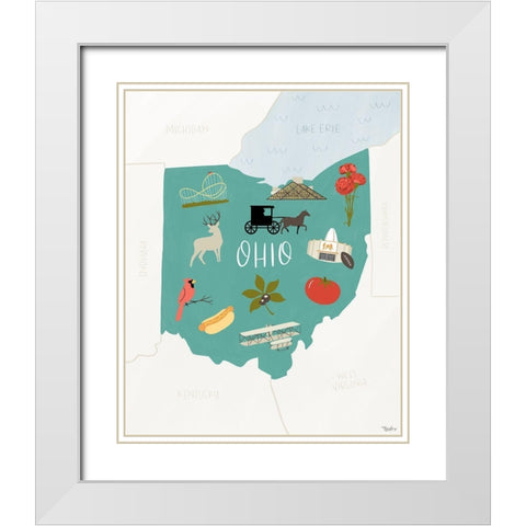 Ohio Icons White Modern Wood Framed Art Print with Double Matting by Louise, Gigi