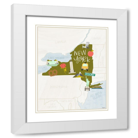 New York Icons White Modern Wood Framed Art Print with Double Matting by Louise, Gigi