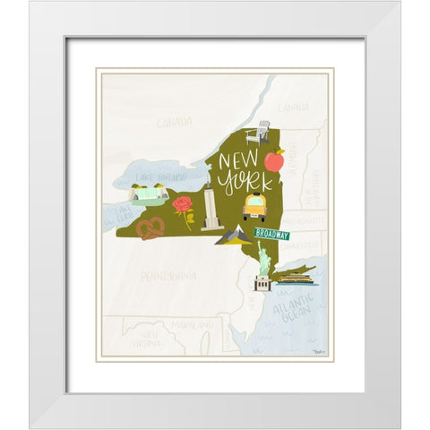New York Icons White Modern Wood Framed Art Print with Double Matting by Louise, Gigi